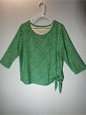 Green Patterned Tie-Detail Women’s Tunic Top